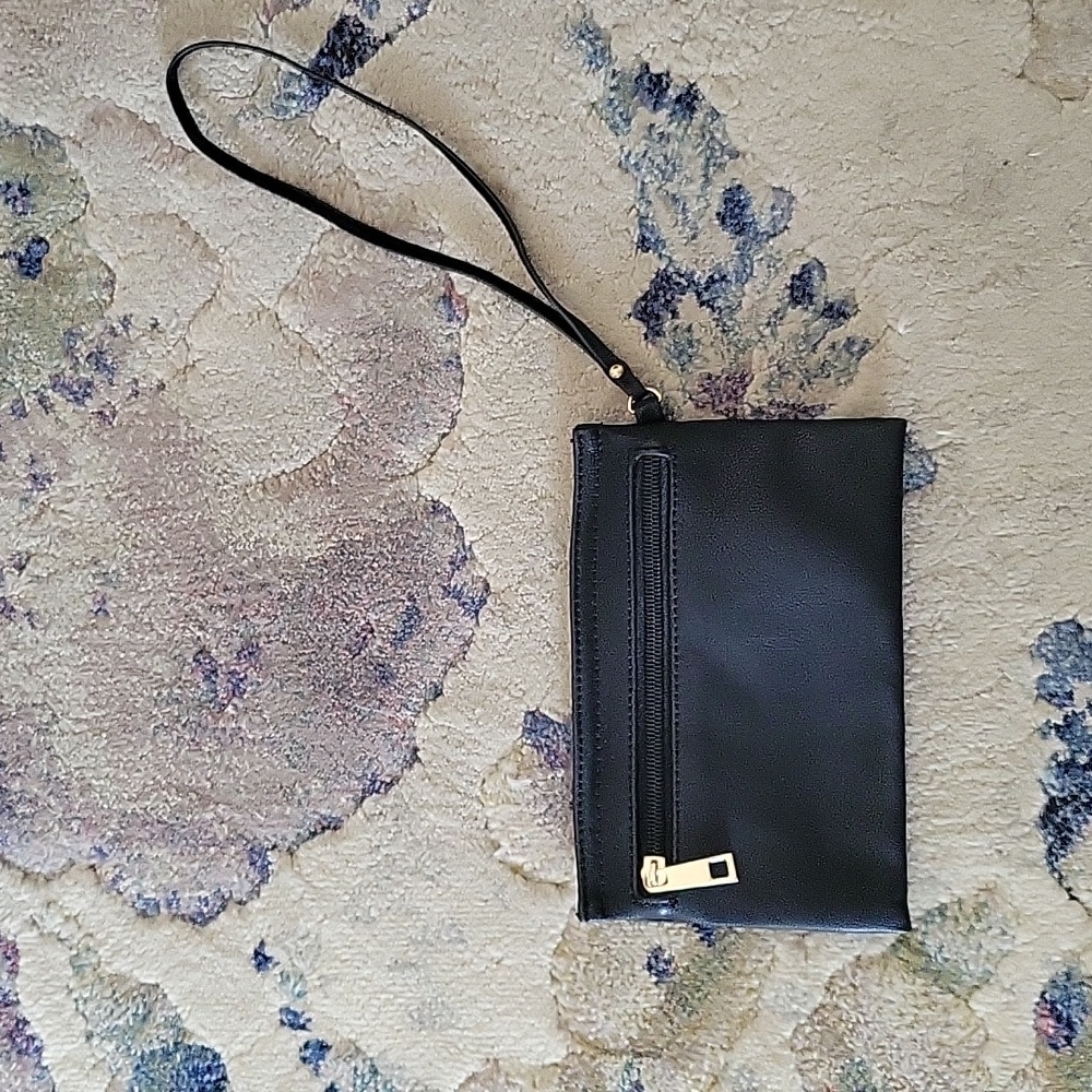 Black pleather wristlet